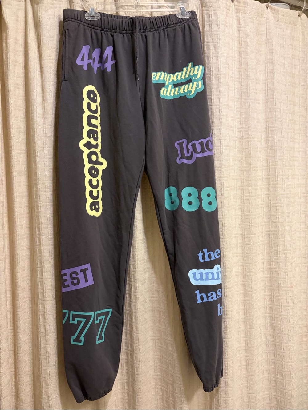 Black Graphic Jogger Sweatpants with Multicolor Prints